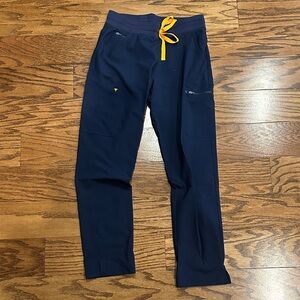 Navy Blue Scrub Pants with Orange Drawstring